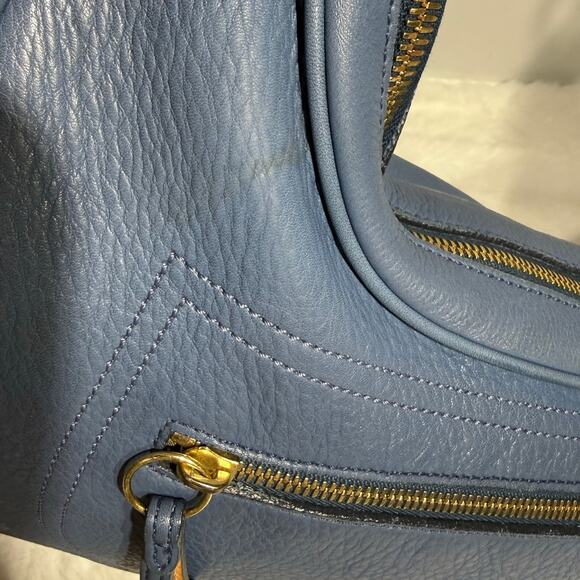 y2k Vintage Coach Hobo Bag 9621 Legacy Milled Blue Leather Ergo Shoulder Bag - Picture 9 of 11